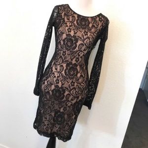 Black Lacy Plunge Back Dress